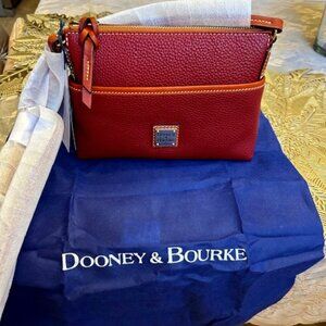 Dooney & Bourke Pebble Grain Leather Ginger Pouchette with Dust Bag